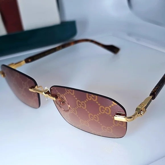 GUCCI UNISEX GG1221S 004 GUCCI RIMLESS GG LOGO ON LENS SUNGLASSES - Picture 7 of 13